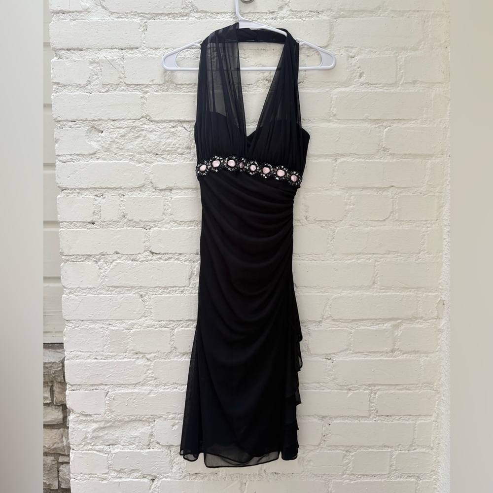 Cache Black Dress with Pink Accents - Picture 2 of 7